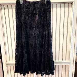 Requirements Black Lace Midi Skirt Size Large